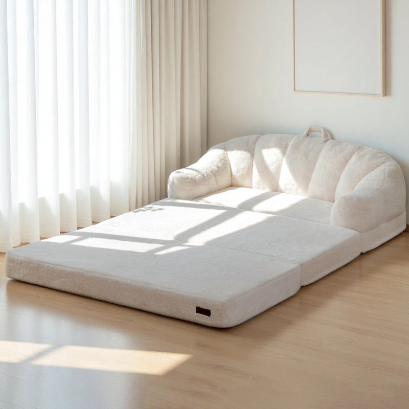 Canapé-lit 2 en 1 convertible en méridienne Comfy Bean Bag, Causeuse, Beige