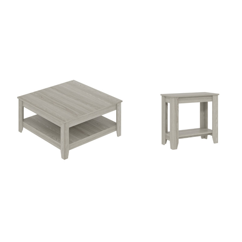 Ensemble de table de salon coordonnée 2 pièces Weddel Basilico, Béton, Béton, 2 Pieces: Coffee Table, End Table