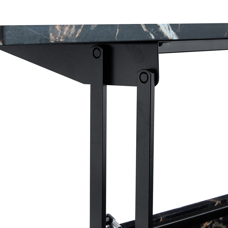 Table basse ergonomique à plateau relevable en marbre noir avec fonction utilisateur moderne - motif, fabrication, espace généreux