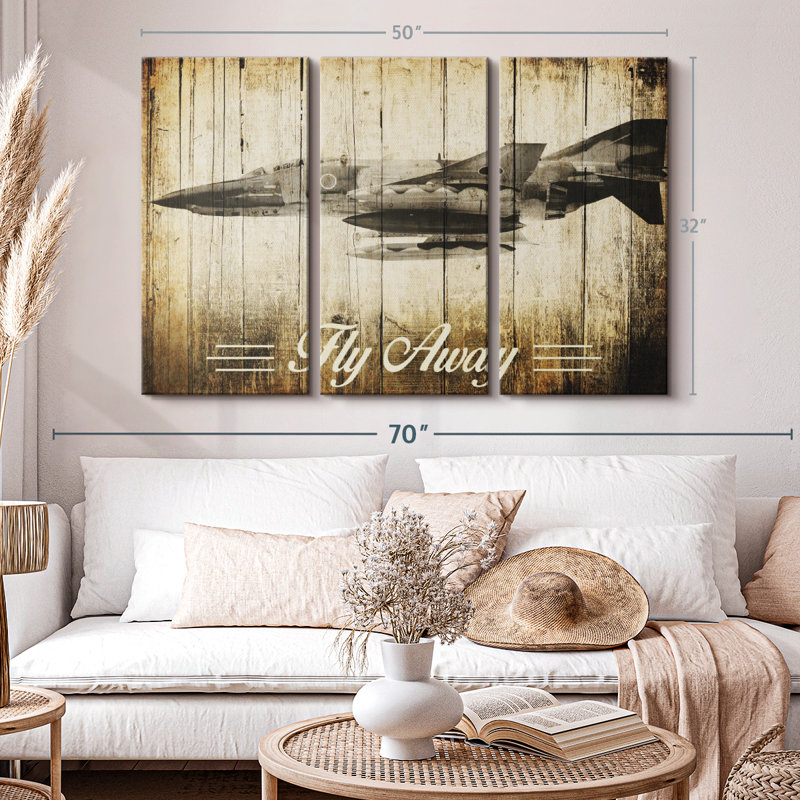 " Rustic F-4 Phantom Aircraft ", 32" H x 50" W x 1.25" D