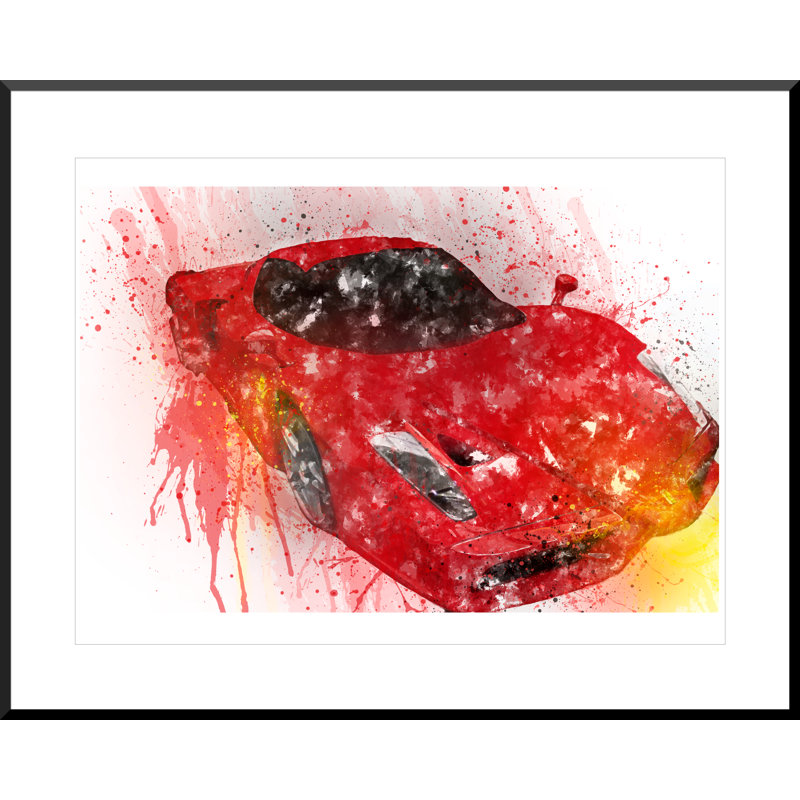 Red Supercar - Single Picture Frame Print on Wood