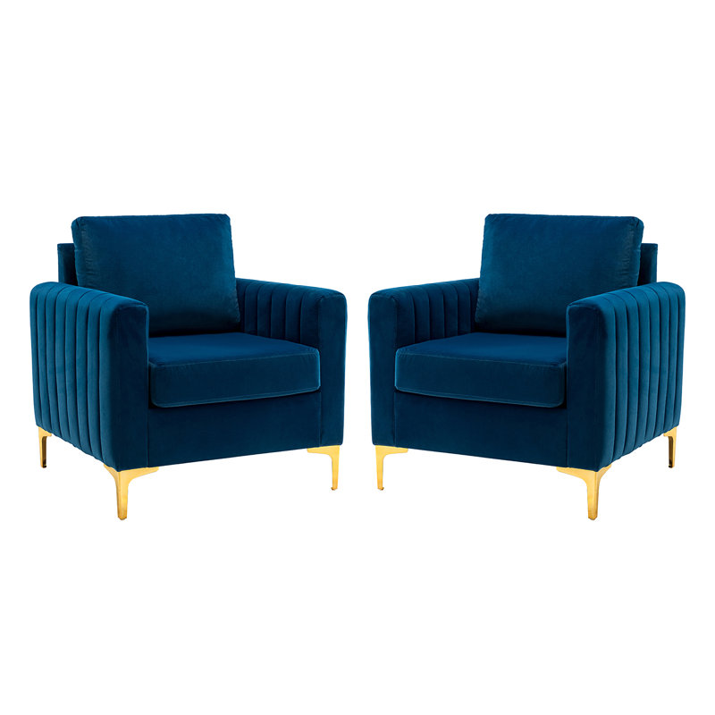 Gillette Upholstered Tufted Velvet Club Chair, Navy