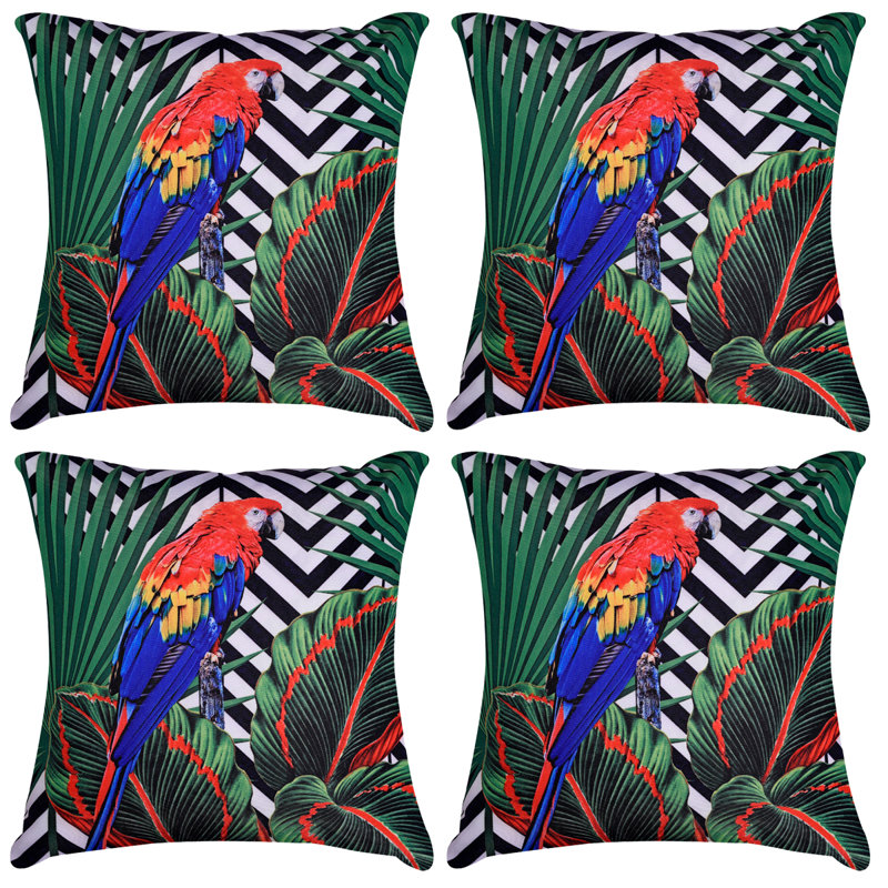 Ensemble de 4 housses de coussins décoratifs avec charmants oiseaux avec fermeture à glissière cachée pour décoration et cadeaux de Noël