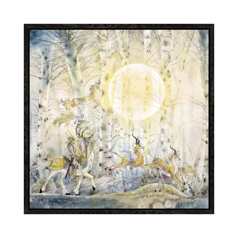 White Knight by Stephanie Law - Print on Canvas, 93.98 cm H x 93.98 cm W, Black Framed