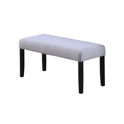 Contemporary Style 1Pc Dining Bench Charcoal Wooden Legs Soft Fabric Upholstered Dining Room Bench