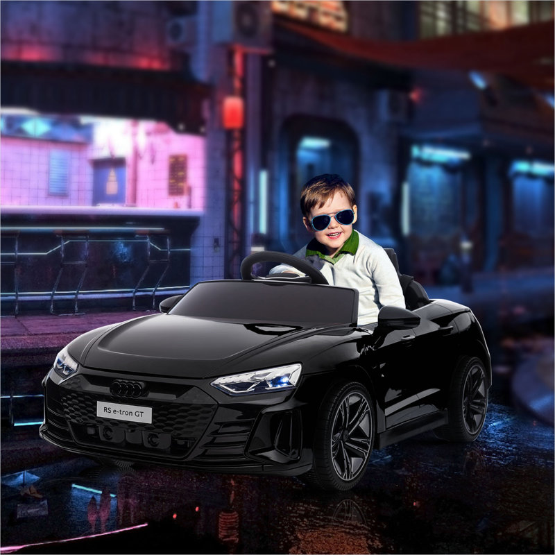 Voiture monoplace 12V autoportée, sous licence, audi RS e-tron GT, PP et acier, noir élégant