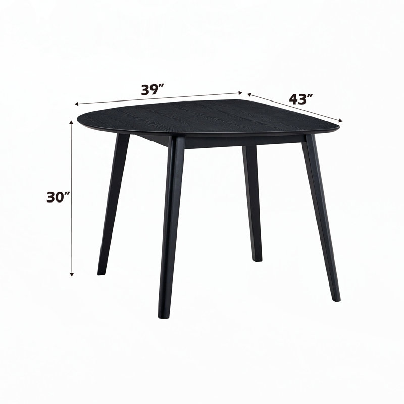 HOOSE Real Black Finish Dining Table | Modern Wood Kitchen Table for Dining Room, Sturdy and Elegant