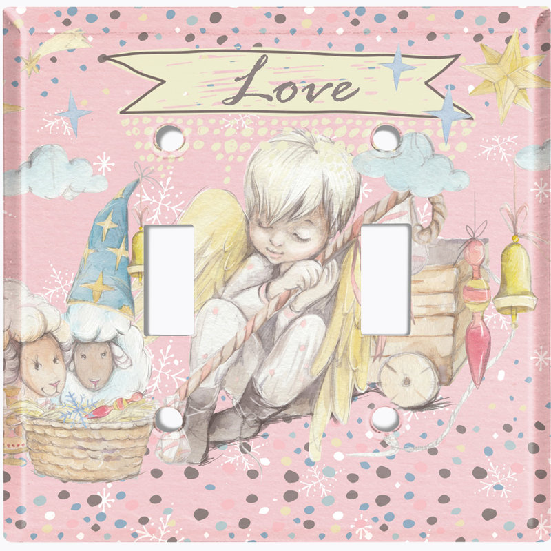 Plaque murale d'interrupteur à bascule 2 étoiles Angel Baby Love