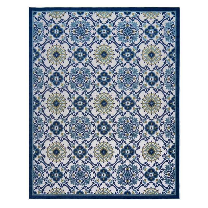 Tapis intérieur / extérieur bleu Gilbart, Rectangle 5 pi 3 po x 7 pi