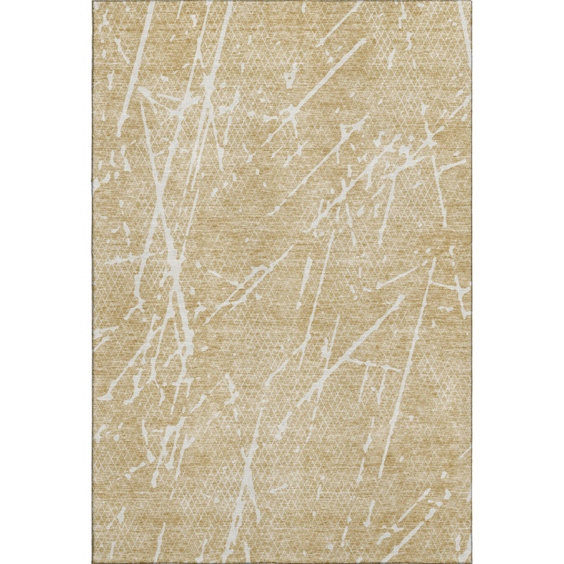 Tapis beige Cerrito lavable à la machine de qualité supérieure, Rectangle 10 pi x 14 pi