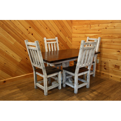 Bechtold 4 - Person Pine Solid Wood Solid Wood Top Pedestal Dining Set