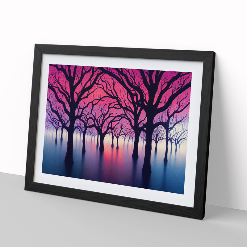 Magnificent Trees - Single Picture Frame Painting, 46cm H x 64cm W x 2cm D, Black