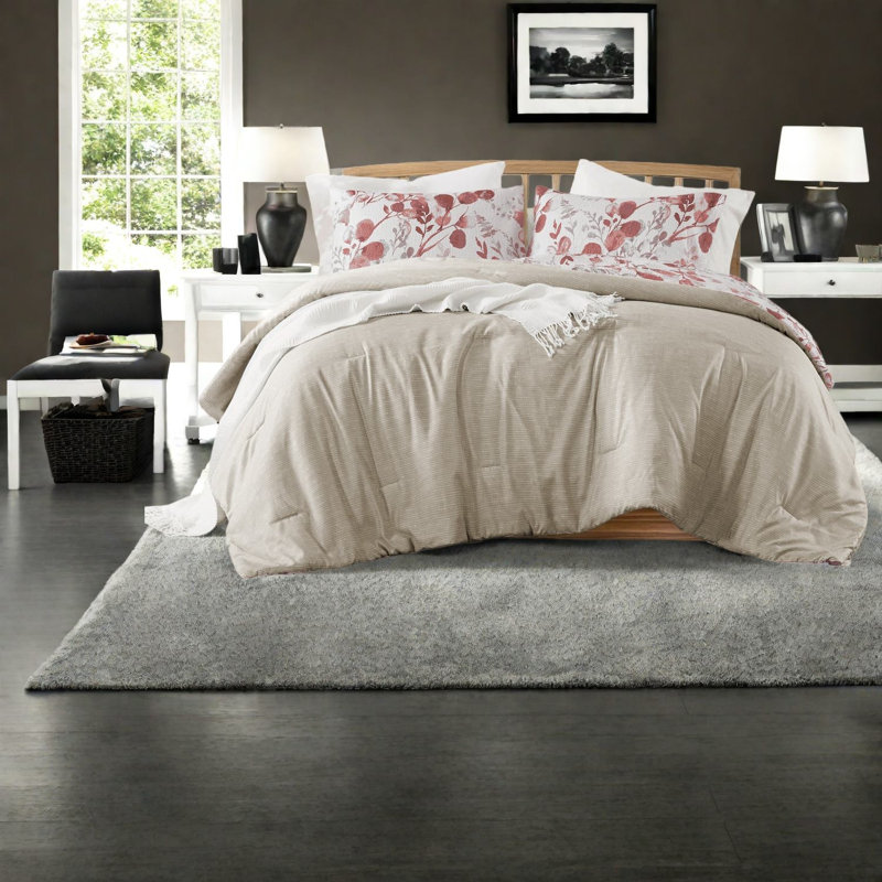 Premium Seersucker Bedding Sets, Microfiber Comforter, Botanical Style For Year-round Comfort