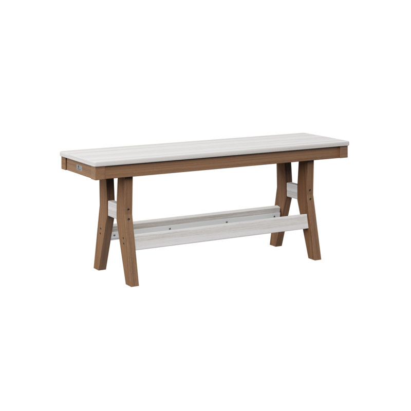 Harbor Outdoor Bench, Seashell/Antique Mahogany, 18" H x 44" W x 12.5" D