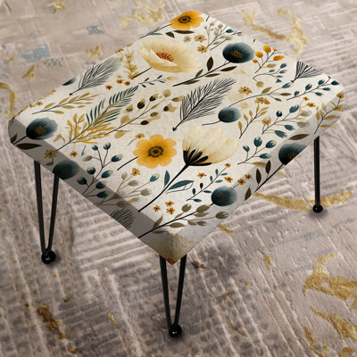 Yellow And White Floral Botanical Marvel Delight - Floral Rectangle Ottoman
