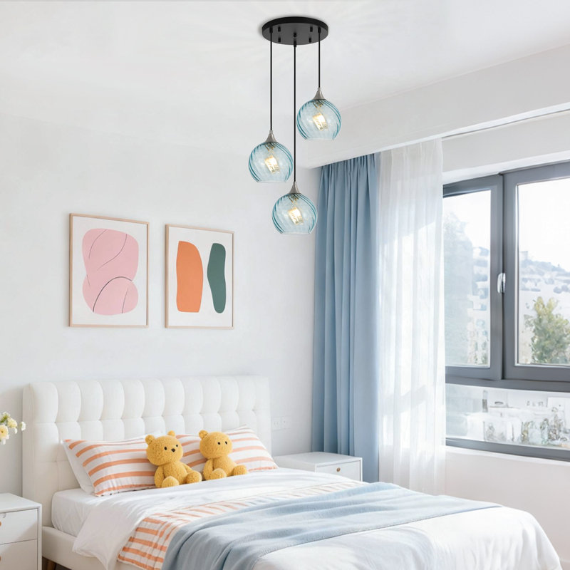 Emiliani 3-light Kitchen Island Pendant Light With Seed Glass Shade