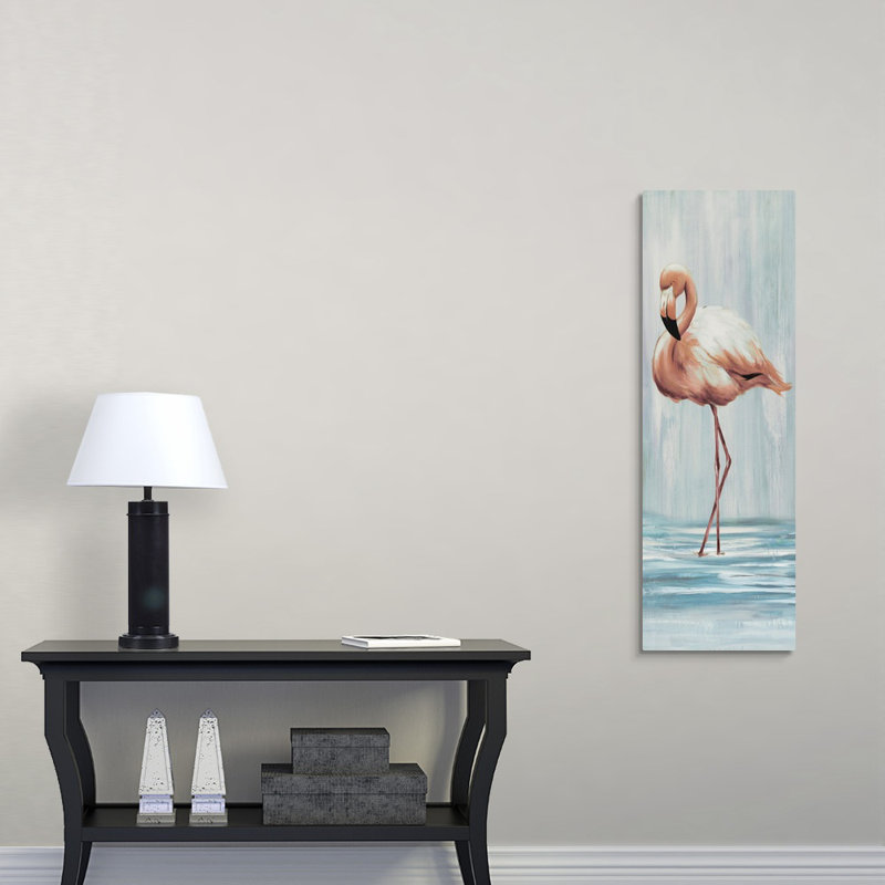 Reproduction d’art, "flamant rose vi" par sydney edmunds, H 36 po x l 12 po x p 1,25 po, Toile tendue