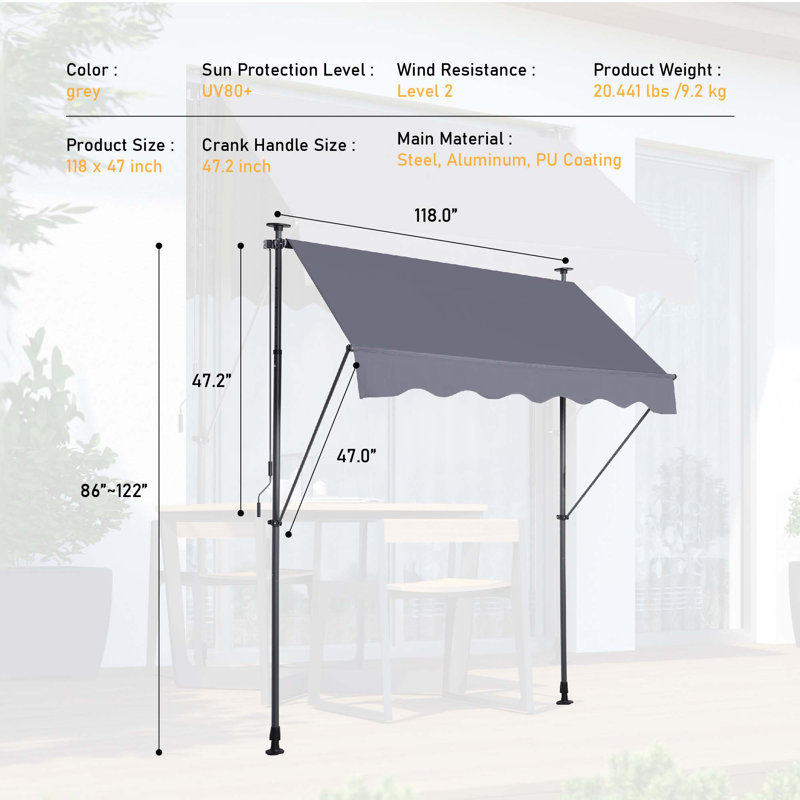 Versatile Retractable Patio Awning with UV Protection and Multiple Functionalities
