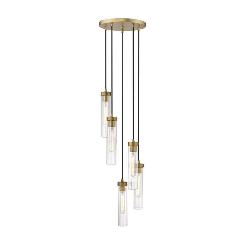 Lustre géométrique à intensité variable 5 lumières Mortola, Noir mat