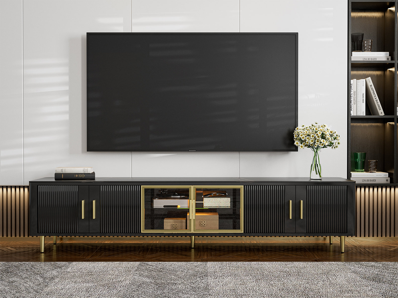 Brayden Studio® Colombano Modern Slate TV Stand for 85+ inch TV