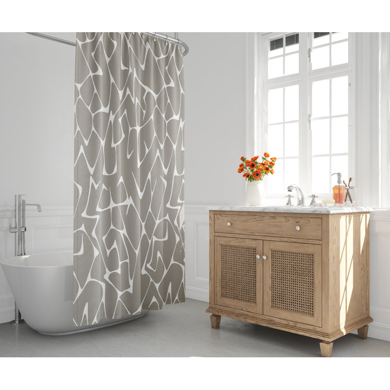 Rideau de douche Tola Mid-Century, Beige / Blanc