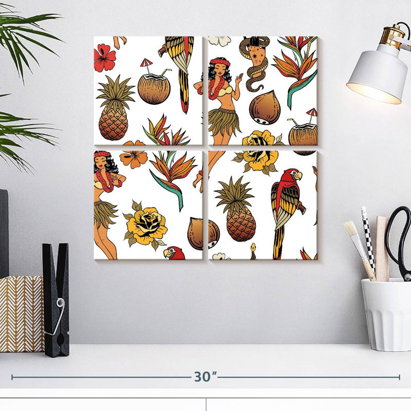Motif hawaïen tropical Kerner, H 18 po x l 18 po