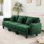 Boucle Fabric 3-Seater Sofa Couch With Distinctive Shell-Shaped Armrests,Cylindrical Legs Wrapped With Self-Fabric,Green Colour-2060736617