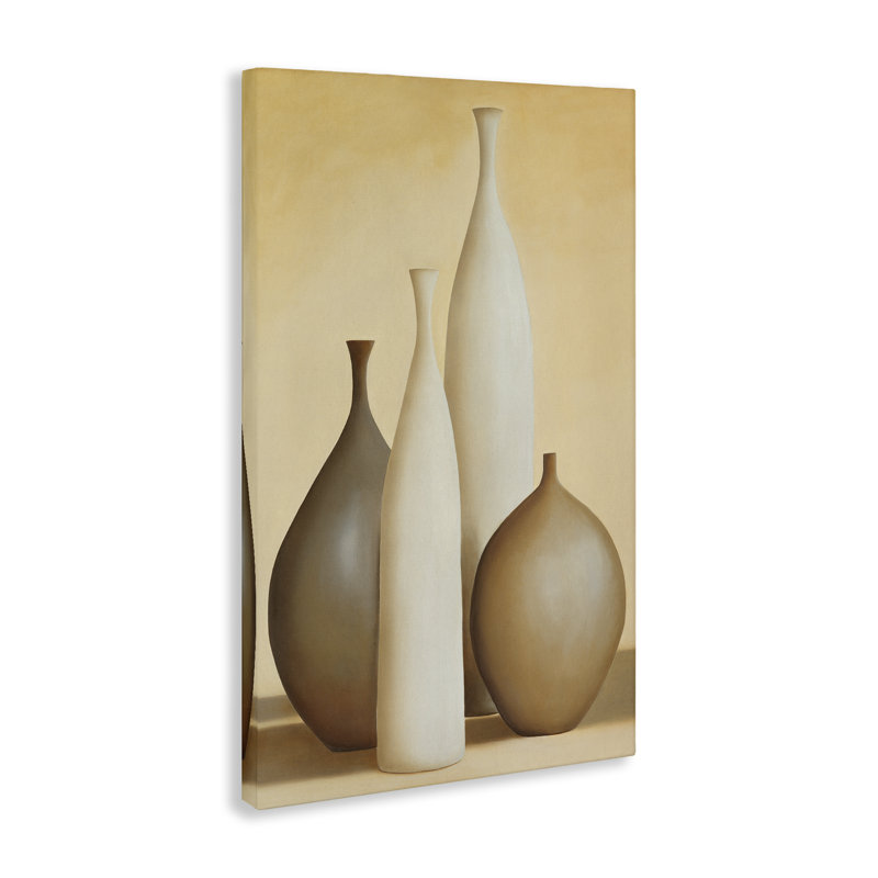 «Neutral Pottery Bottles», art mural sur toile par Arlene Stevens, H 24 po x l 16 po