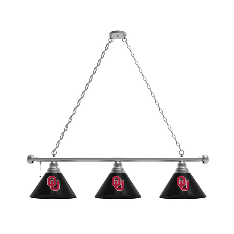 3 - Light Pool Table Lights Pendant, Chrome, Southern Illinois Salukis