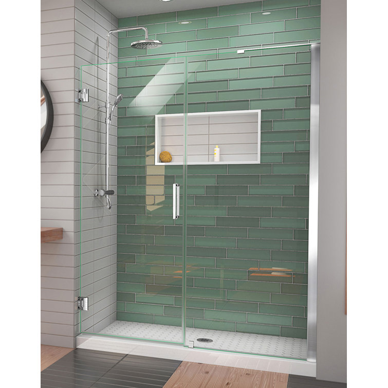 Unidoor-LS 53'' W x 72" H Hinged Frameless Shower Door with Clear Max Technology