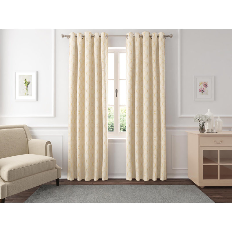 Paire de rideaux obscurcissant avec œillets Jacquard, Sable
