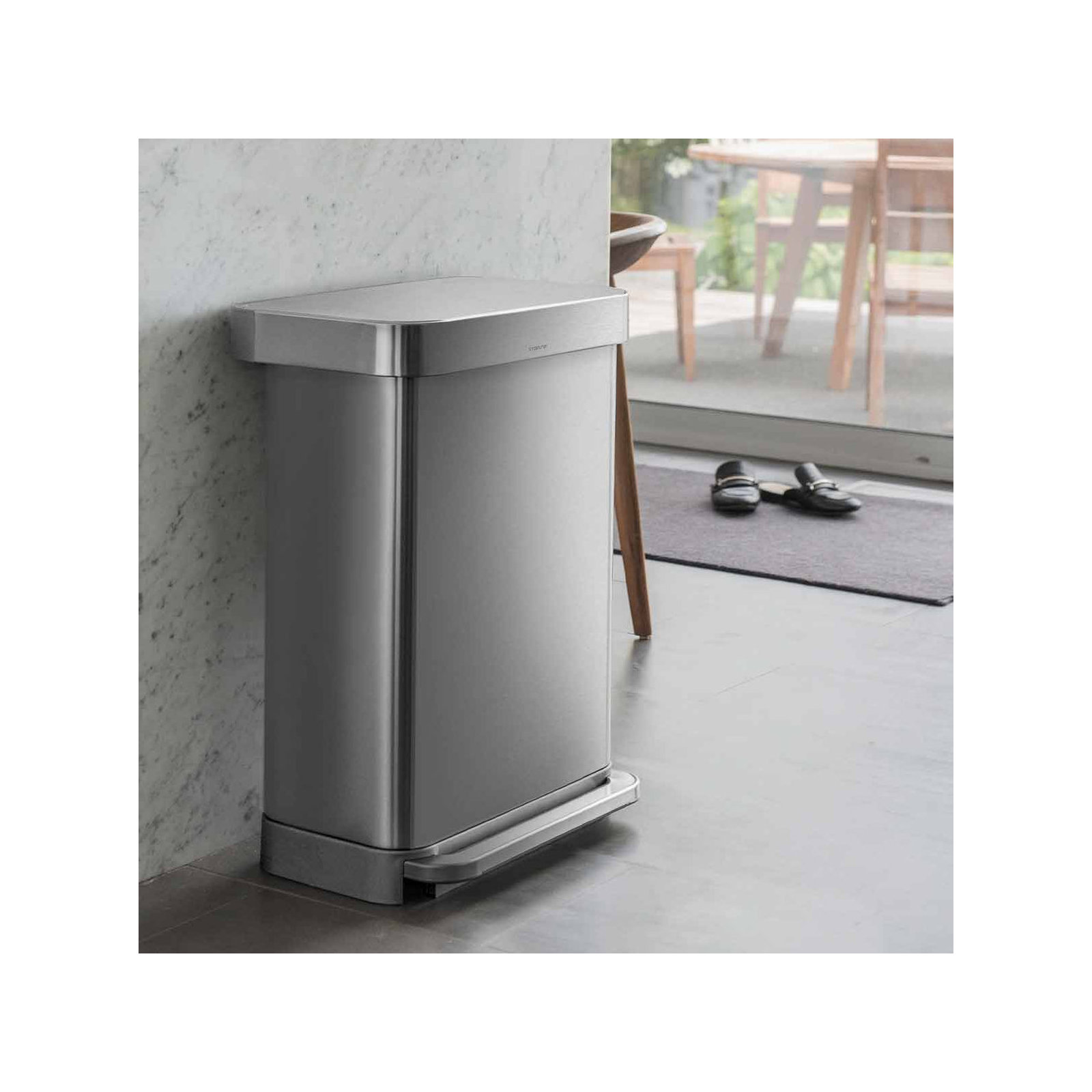 simplehuman 45 Liter / 12 Gal Rectangular Hands-Free Kitchen Step Trash Can, Brushed
