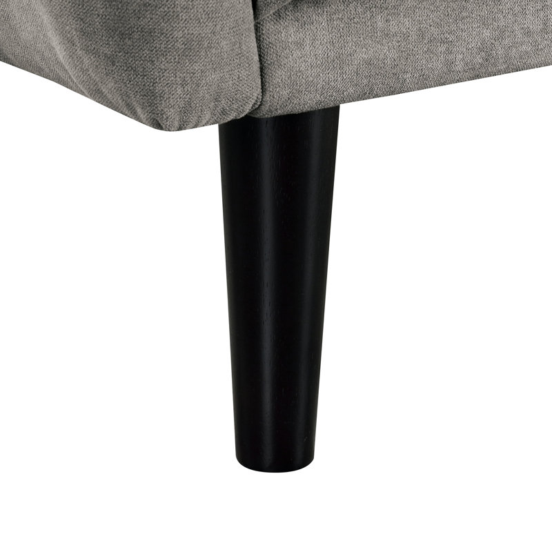 Gray Color Futon In Mid - Century Modern Style, Converting To Bed, Iron Leg Back Support, Fabric Material, Channeled Back, 32.5 Inch Width Contemporary Soft Track Arm,