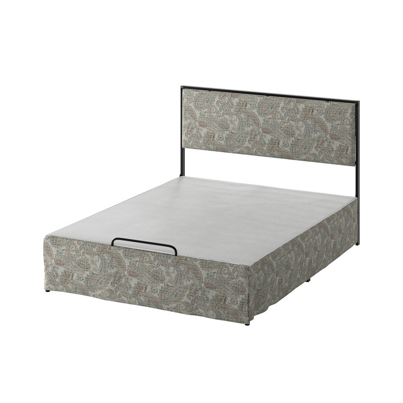 Neilius Upholstered Platform Bed with Washable Slipcover, Queen, Pattern Paisley