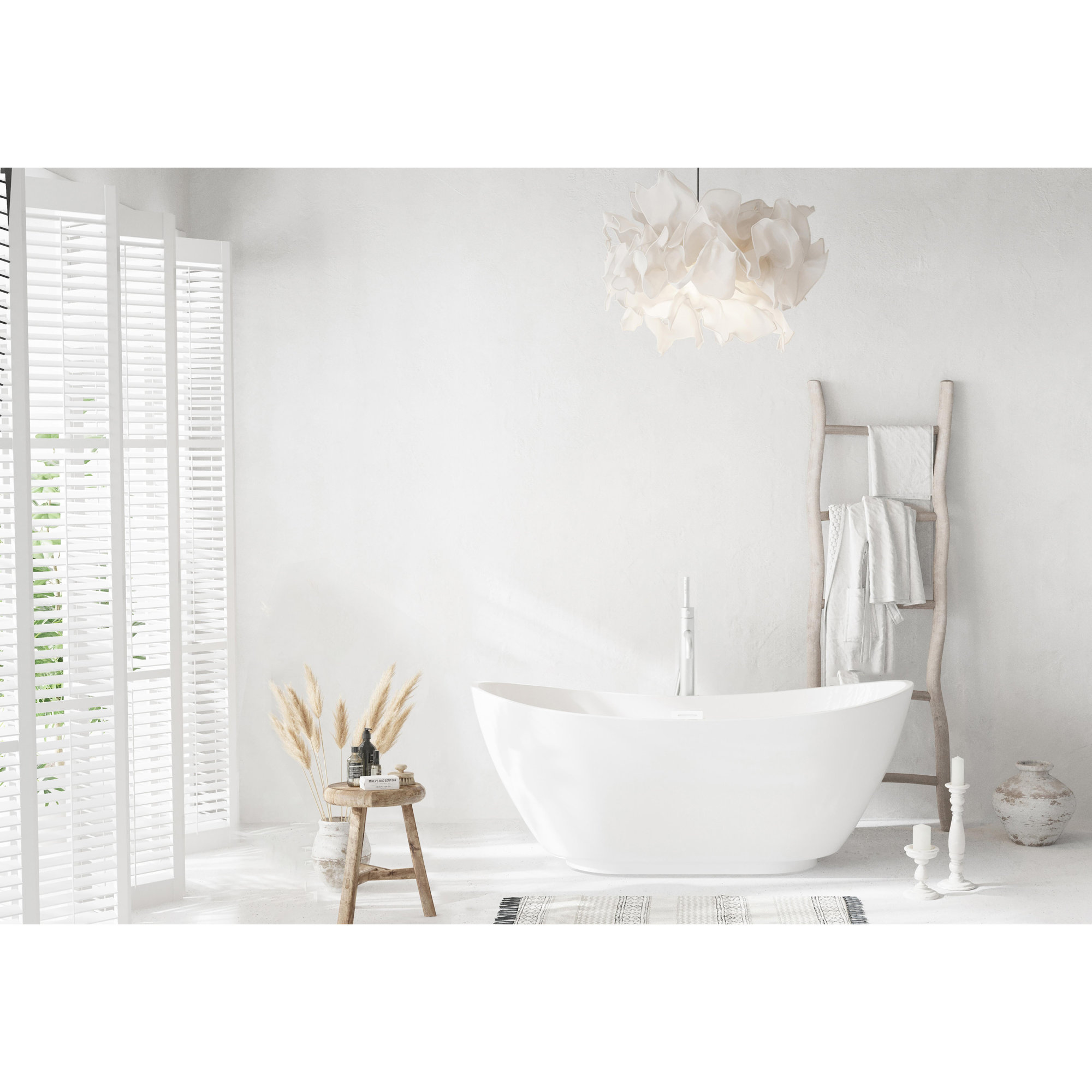 Labrusca 62'' Soaking Bathtub, Polished White