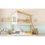 Lit superposé simple au-dessus d'un lit simple en bois avec toit, fenêtre, échelle, naturel (OLD SKU: LT100008AAN-2)