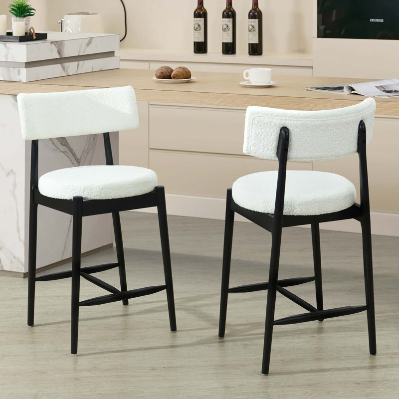 Tabouret de comptoir Mid-Century moderne (ensemble de 2), Noir