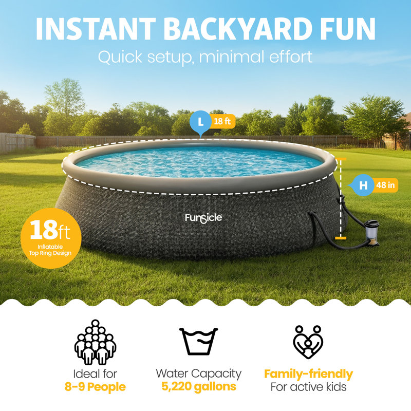 Piscine hors-sol Funsicle QuickSet, L 216 po x l 216 po x H 48 po, SkimmerPlus Pump