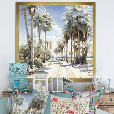 Perle du désert, palmiers, oasis sur toile
