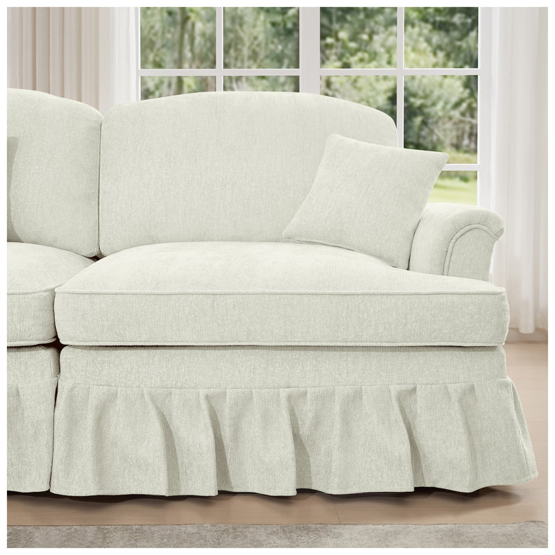 Canapé modulaire convertible à accoudoirs évasés en chenille l 76,4 po x P 55,1 po x H 36,6 po Urban Ins avec repose-pieds mobile et jupes amovibles