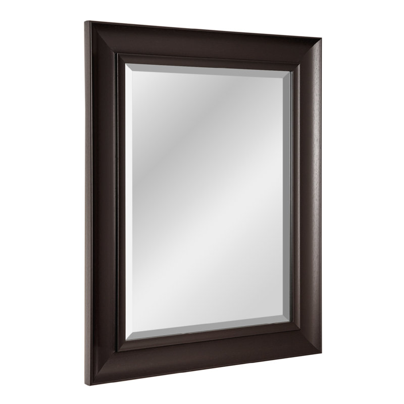 Rickesh Modern Transitional Espresso Dark Brown Framed Wall Mirror - 30x24"