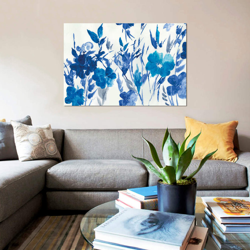 « blue pâturage », reproduction sur toile, H 18 po x l 26 po x P 1,5 po, Pas de tapis, Toile tendue