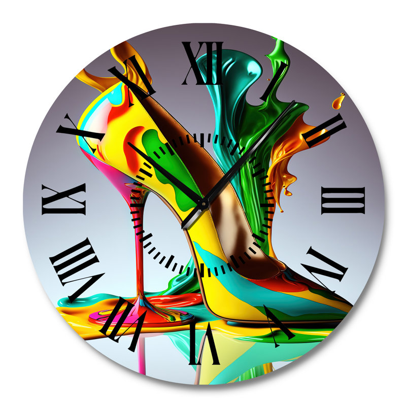 Horloge murale multicolore en verre à talons hauts III - Fashion, Grand