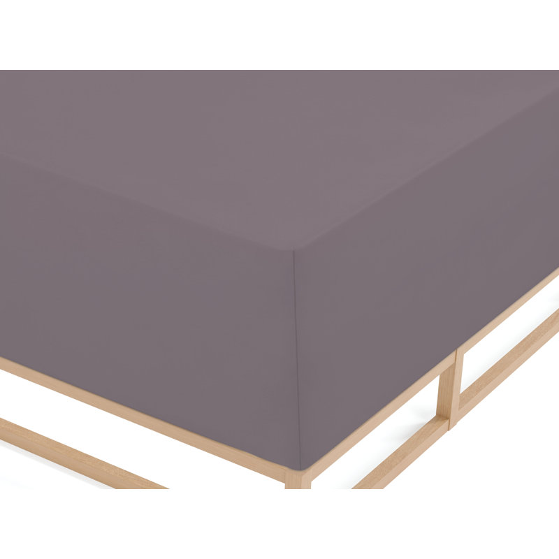 100% Cotton Jersey Knit Fitted Sheet, 140-160 x 200-220 cm, Grey/Brown/Blue