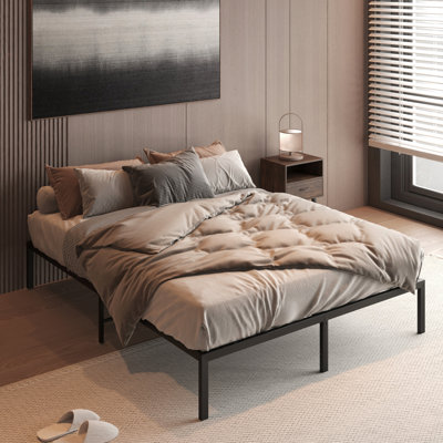 Full Size Metal Platform Bed - Construction, No Box Spring, Modern Minimalist Style, Quiet And Stable Nighttime Dozing Frame Robust Metal, Rest