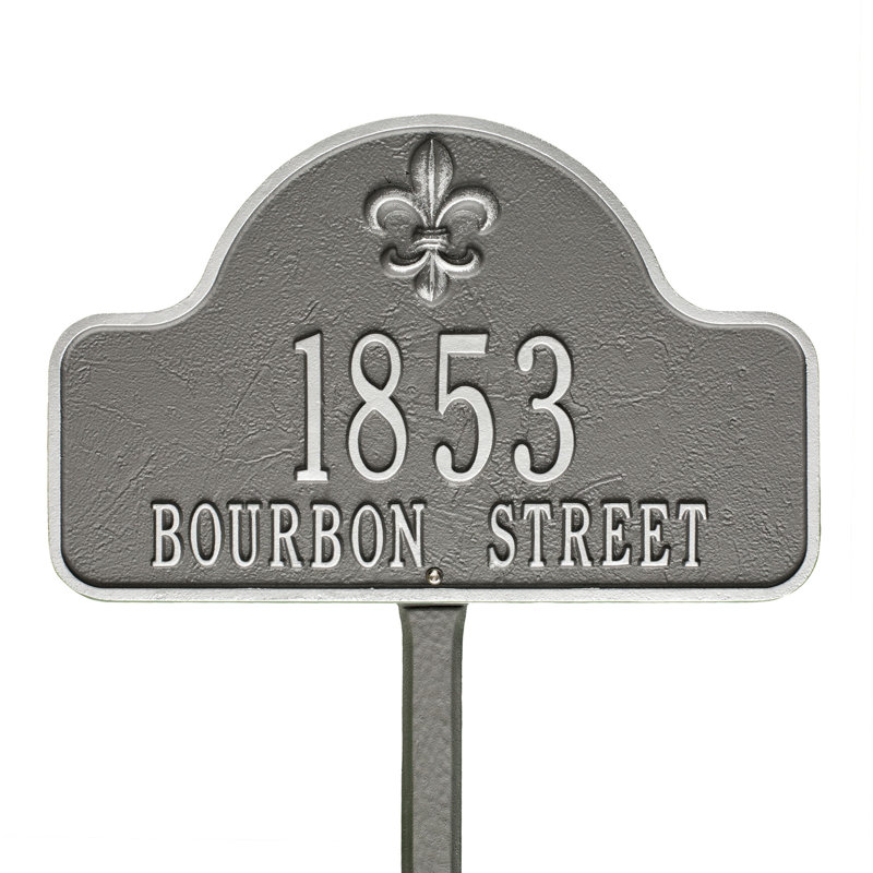 Plaque d'adresse Fleur de Lis, Étain/Argent, Oui