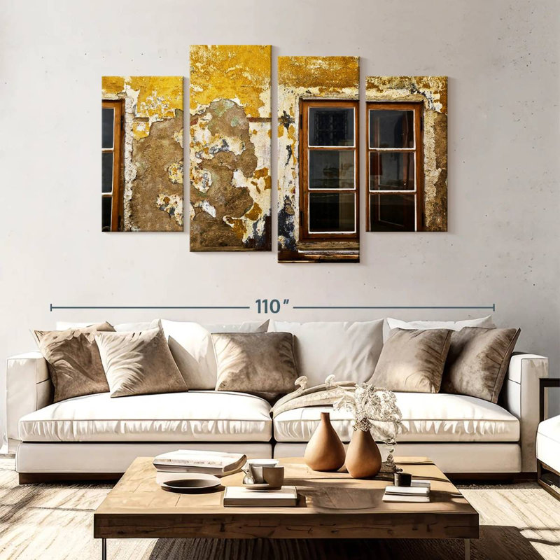 Lilie Window Yellow Cracked Wall, 54" H x 84" W