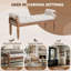 Banc rembourré en bois massif de style Mid-Century avec accoudoirs roulés, repose-pieds capitonné classique pour la chambre et le vestibule, beige-1277687633