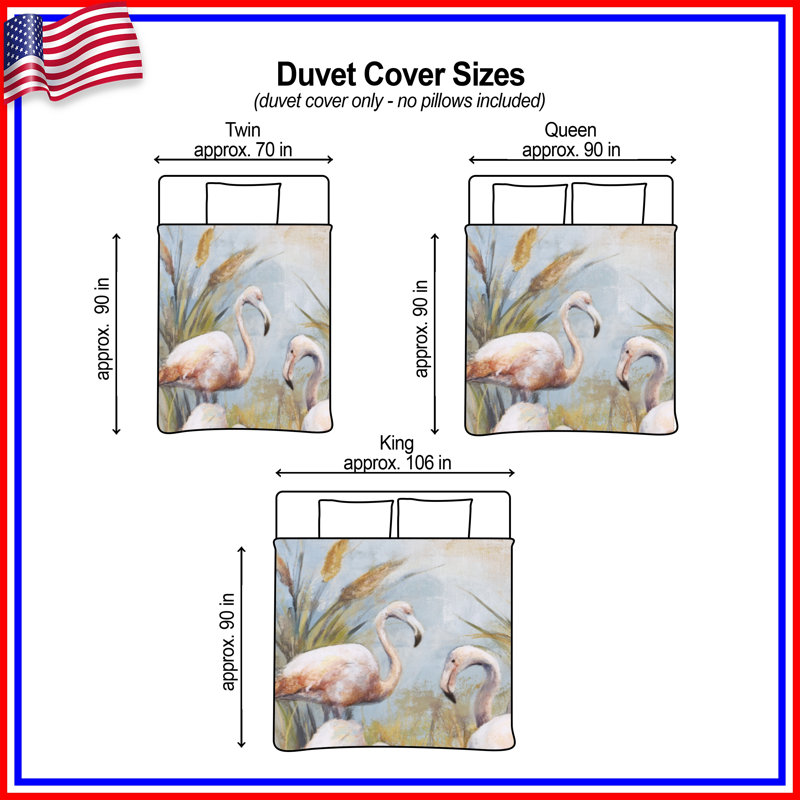 Flamants roses dans une housse de couette, Grand lit