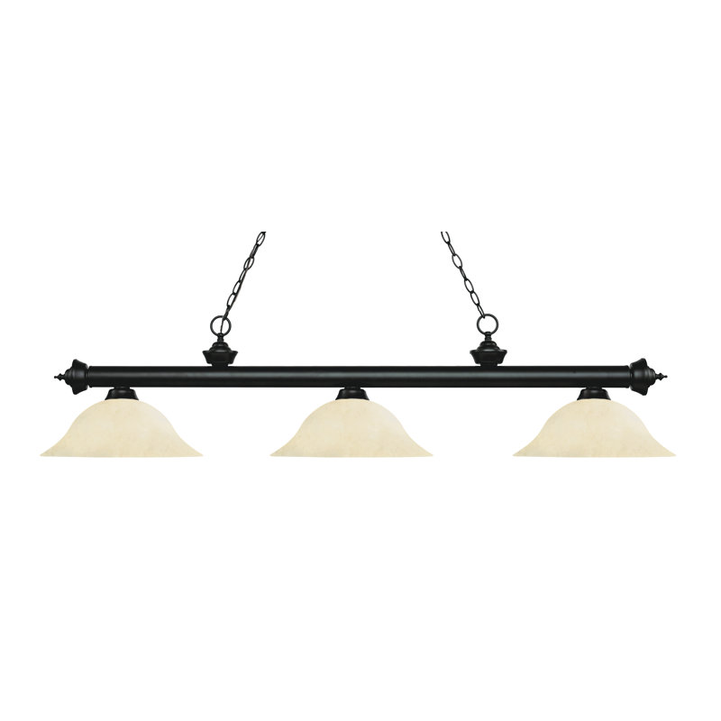 Chevelle 3 - Light Pool Table Lights Pendant, Matte Black, Golden Mottle, 13.5" H x 59" W x 16" D